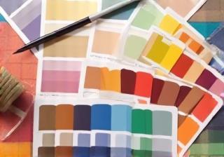 Samples of various color swatches for interior design