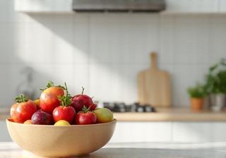 Modern kitchen countertop with fruit bowl