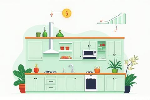 Cover image for a guide on kitchen renovation budgeting, showing charts and plans